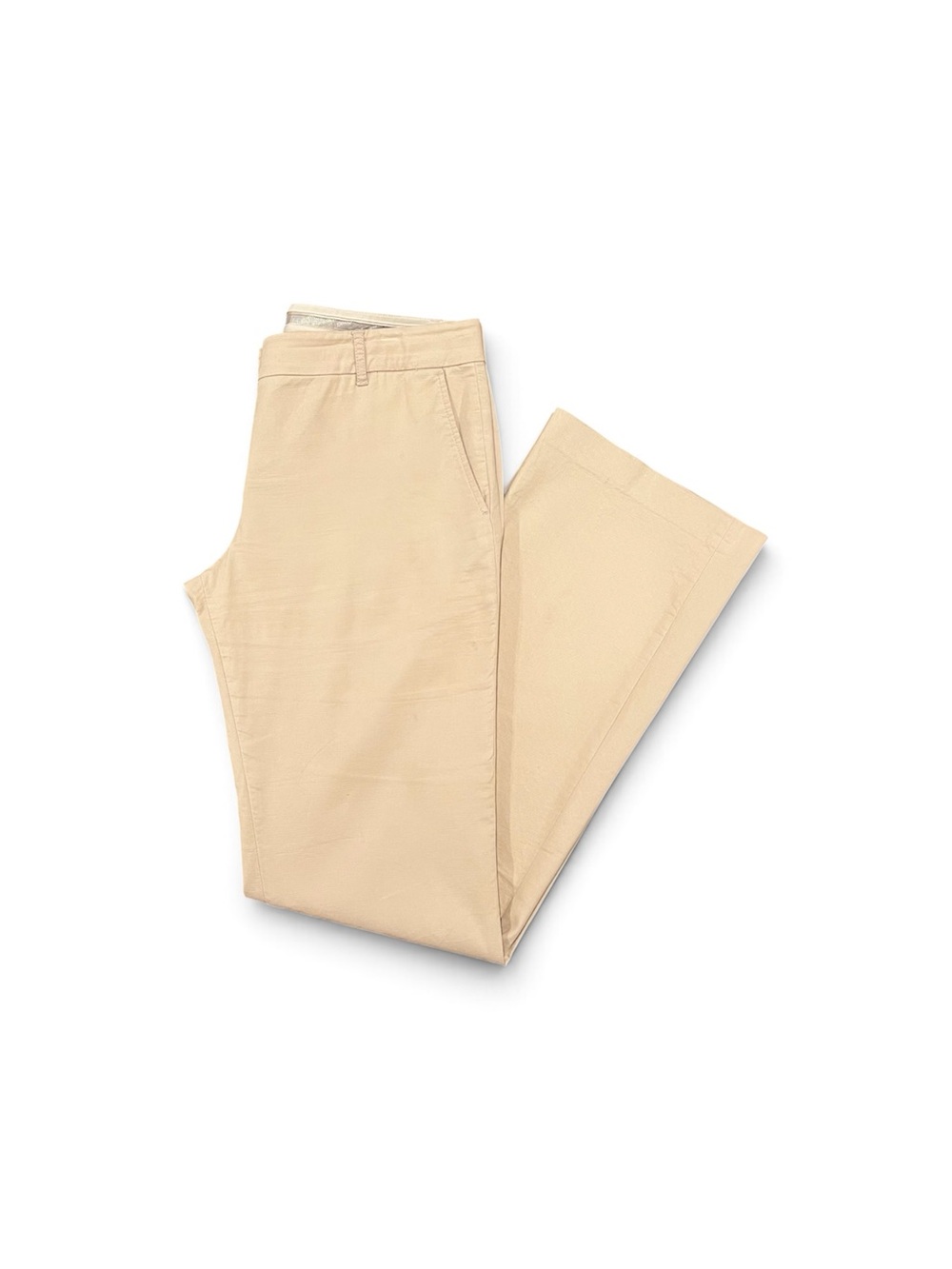 Tory Burch Mid-Rise Wide Leg Stretch Cotton Twill Trousers Khaki/Tan Size 6